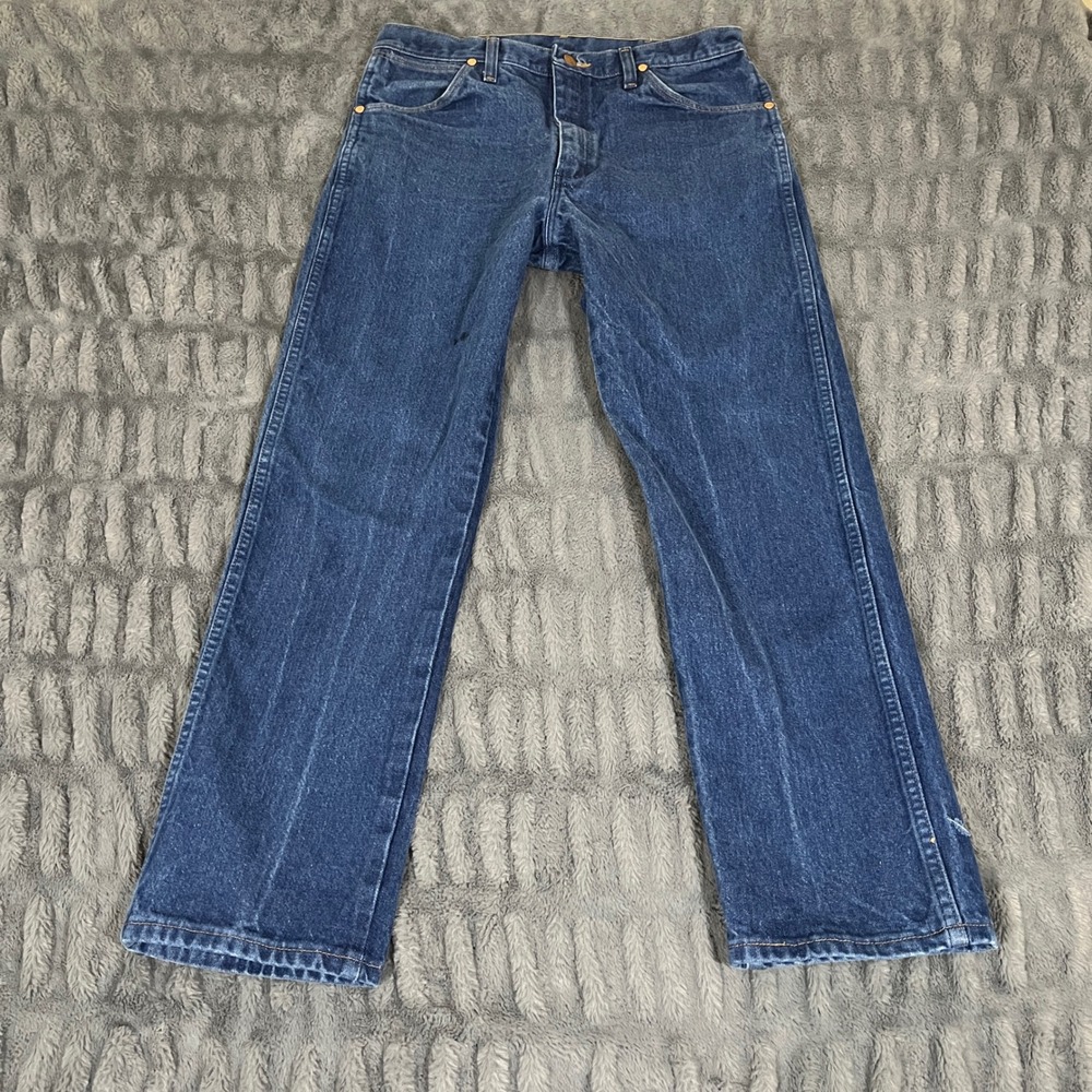 Wrangler Jeans Mens 34x30 Classic Fit Dark Wash Denim Pants *Flaws